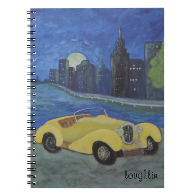 Caderno Espiral Cidade no Notebook à Noite (Frente)