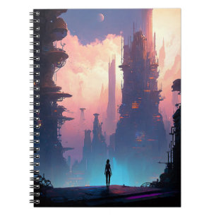 Caderno Espiral Ciência Ficção Cidade Futurística