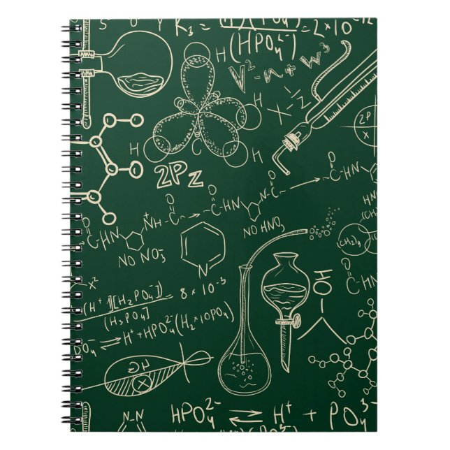 Caderno Espiral Ciência, química, padrão de laboratório de safra (Frente)