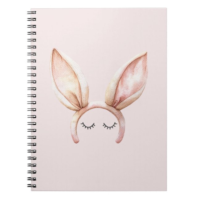 Caderno Espiral Cílios Orelhas de Coelho Rosa (Frente)