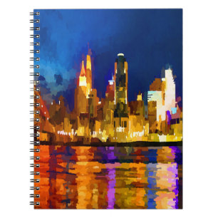 Caderno Espiral Cincinnati Ohio Skyline à Noite