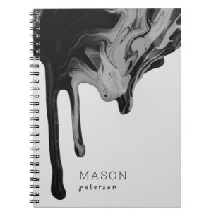 Caderno Espiral Cinza Abstrato Negra Spiral Sem Fios