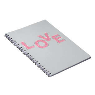 Caderno Espiral Cinza Adora Glitter Prateado Rosa