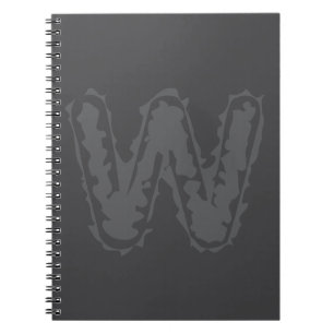 Caderno Espiral Cinza assustadora de monograma na Cinza