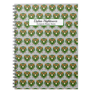 Caderno Espiral Cinza Baseball Bats Diamond Patterno Assunto