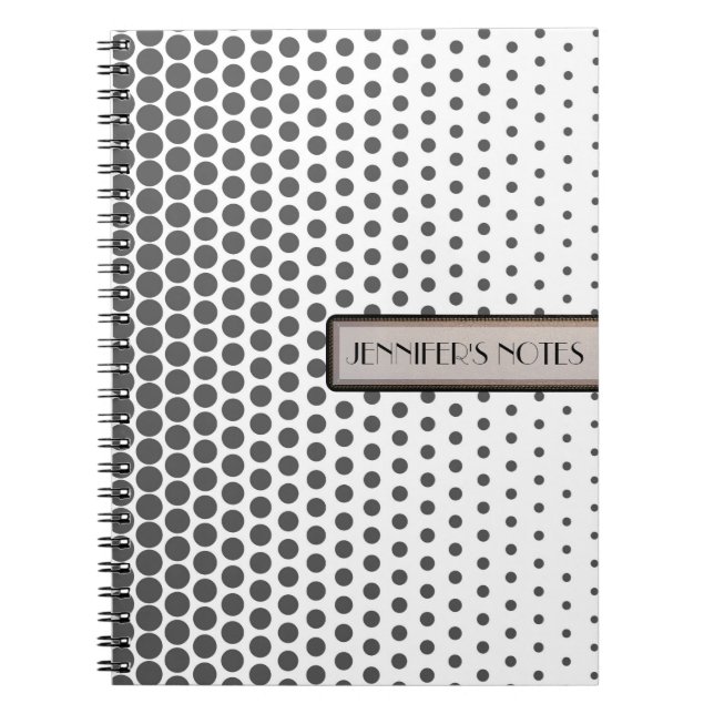 Caderno Espiral Cinza Bolinhas Elegante Moderno Branco (Frente)