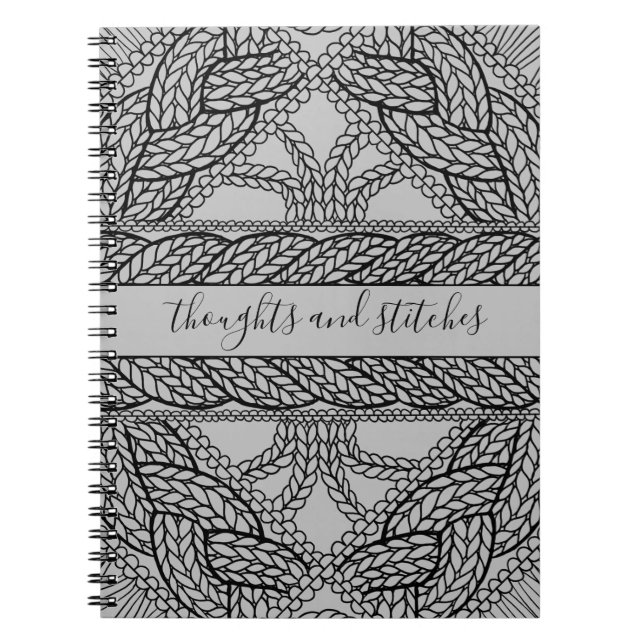 Caderno Espiral CINZA CABLE KNIT 6.5x8.75 Notebook + Texto (Frente)