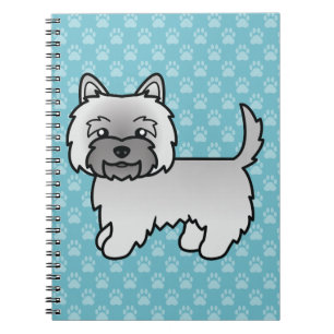 Caderno Espiral Cinza Cairn Terrier Cartoon Dog Ilustração Azul