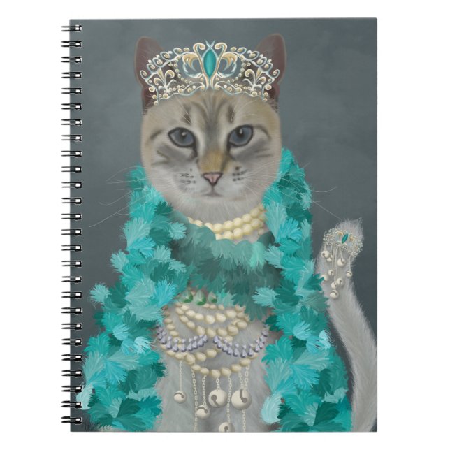 Caderno Espiral Cinza Cat | Adornada Com Retrato De Bells (Frente)