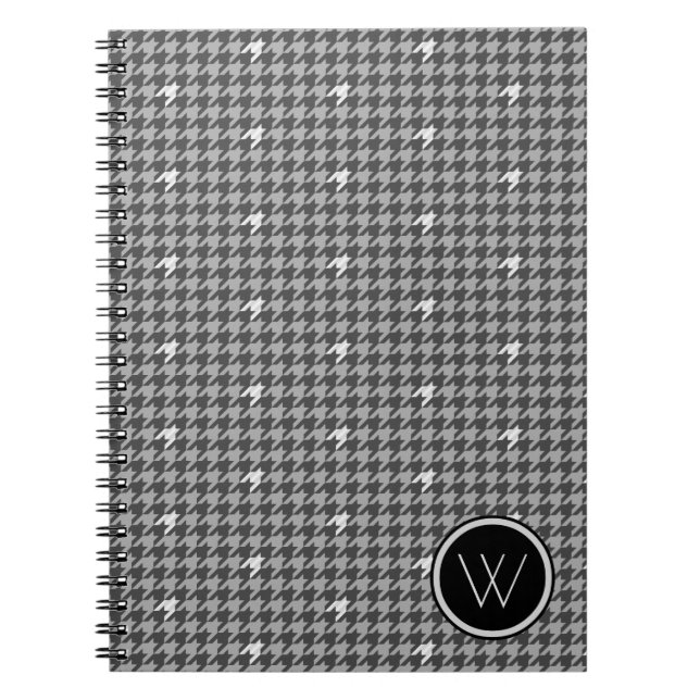 Caderno Espiral Cinza com notebook Houndstooth de Destaque de Silv (Frente)