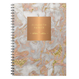 Caderno Espiral Cinza de cobre metálico Elegante rosa de ouro