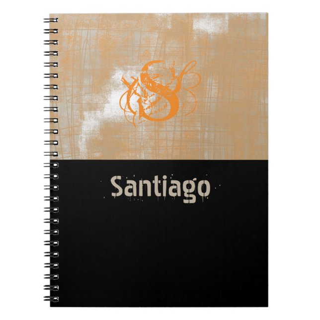 Caderno Espiral cinza de cor laranja abstrato (Frente)