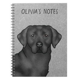 Caderno Espiral Cinza de Nome Personalizado do Cachorro de Retriev
