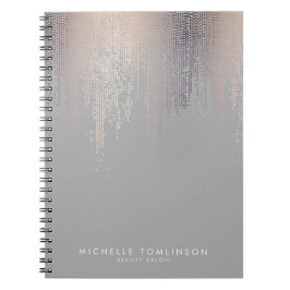 Caderno Espiral Cinza de Padrão de Chuva de Confetti Blush Luxe