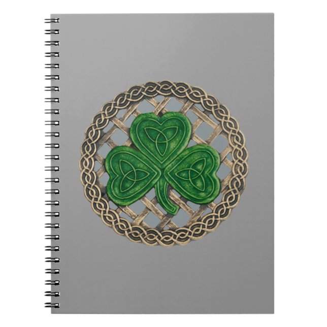 Caderno Espiral Cinza De Shamrock No Notebook Espiral Celtic Knots (Frente)