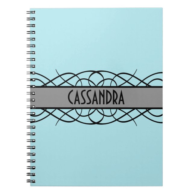 Caderno Espiral Cinza Deco Flourish (Frente)