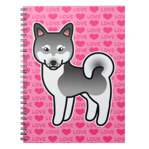 Caderno Espiral Cinza do Alasca Klee Kai Dog Love Illustration Pin