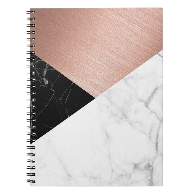 Caderno Espiral Cinza Dourada Marble (Frente)