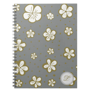 Caderno Espiral Cinza e branco esqueçam-me de nozes florais