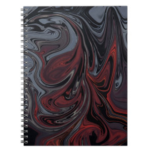 Caderno Espiral Cinza e pintura de abstrato vermelha