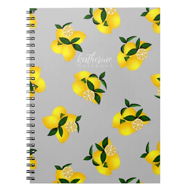 Caderno Espiral Cinza Luminosa Design Chic Lemon (Frente)