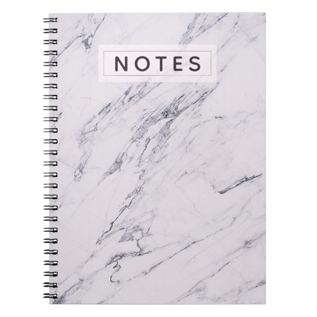 Caderno Espiral Cinza Marble Branca Personalizada (Frente)