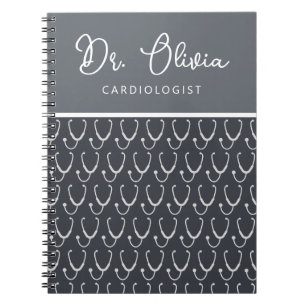 Caderno Espiral Cinza Personalizada Estetoscópio Padrão Médico