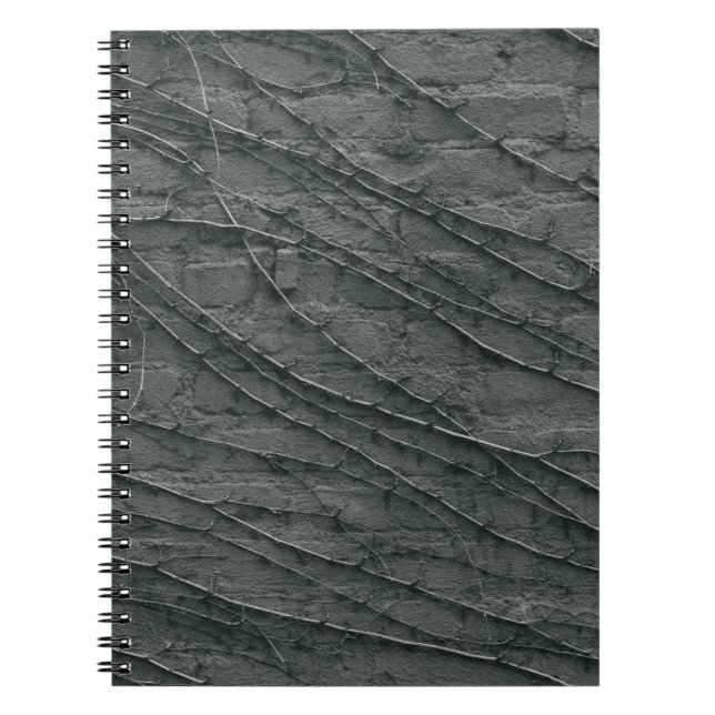 Caderno Espiral Cinza pintada parede de tijolos (Frente)