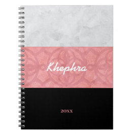 Caderno Espiral Cinza rosa-rosa-roxo Nome de Água e Ano
