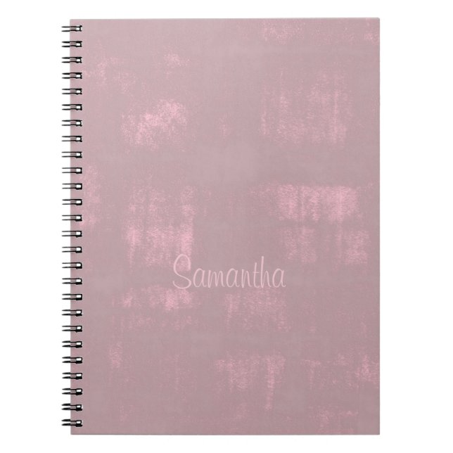Caderno Espiral Cinza Rosa Simples Mallow Abstrato Seu Nome (Frente)