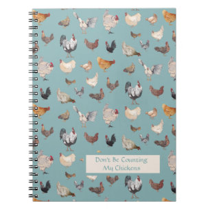 Caderno Espiral cinza verde do Chicken Happy