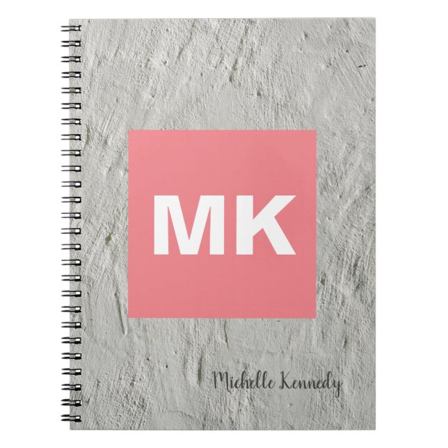 Caderno Espiral Cinza Wall Pink Monogramed Professional Modern (Frente)