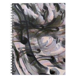 Caderno Espiral cinzas abstrato coloridas e padrão roxo