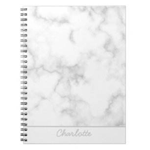 Caderno Espiral Cinzas de fundo mármore em nome personalizado bran