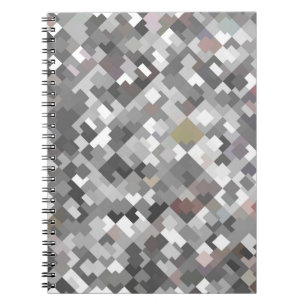 Caderno Espiral Cinzas de mosaico abstrato brilhante sem costura p