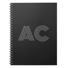 Caderno Espiral Cinzas modernas e Monograma Negro