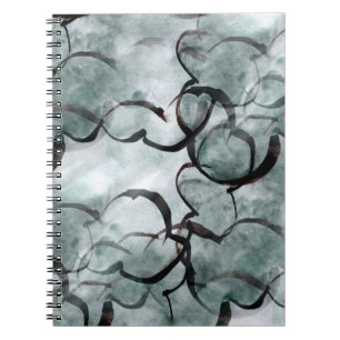 Caderno Espiral cinzas vanguardistas da arte, pintura da mão pret