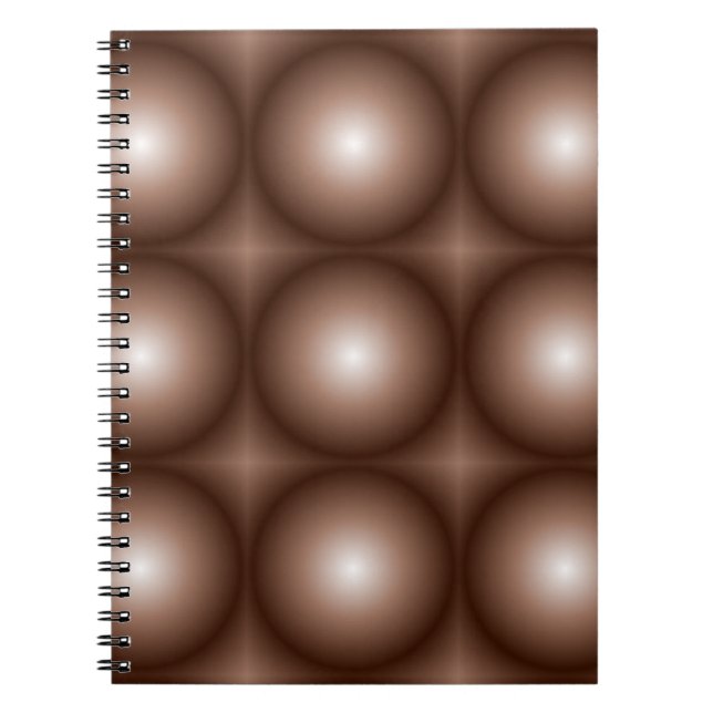 Caderno Espiral Círculo 3D Geométrico Marrom Escuro Mocha Mousse B (Frente)