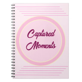 Caderno Espiral Círculo Concêntrico Romântico em rosa bebê