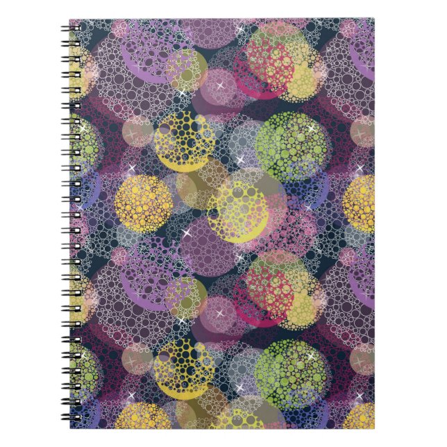 Caderno Espiral Círculo de Bolinhas em Abstrato (Frente)