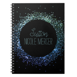 Caderno Espiral Círculo de brilho azul