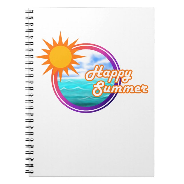 Caderno Espiral Círculo Feliz do Oceano de Verão (Frente)