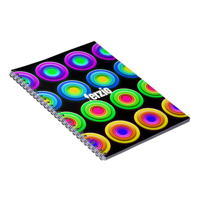 Caderno Espiral Círculos 3D Coloridos Funk (Lado Direito)