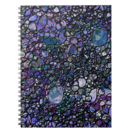 Caderno Espiral Círculos Abstratos Desenhados à Mão, Azul, Roxo, P