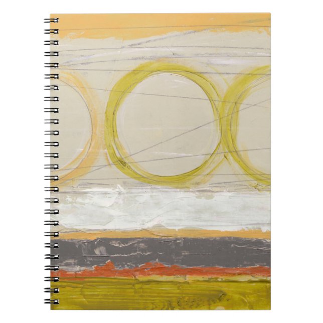 Caderno Espiral Círculos Amarelo e Laranja em Fundo Multicolorido (Frente)