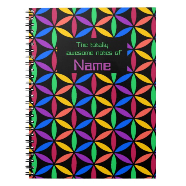 Caderno Espiral Círculos arco-íris personalizados (Frente)