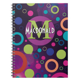 Caderno Espiral Círculos Coloridos Manchas Anéis Personalizados