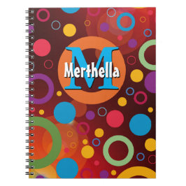 Caderno Espiral Círculos Coloridos Pontos Anéis Laranja Personaliz