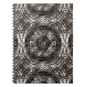 Caderno Espiral Círculos concentrados Chocolate Impressão africano