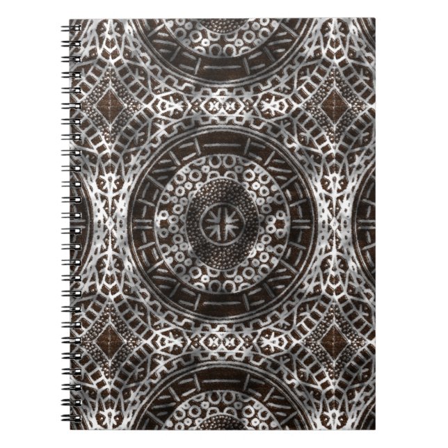 Caderno Espiral Círculos concentrados Chocolate Impressão africano (Frente)